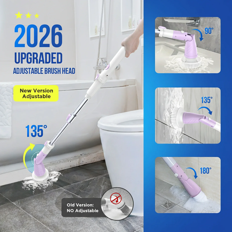 Electric Spin Scrubber Cordless Cleaning Brush Extendable Bathroom Tool6