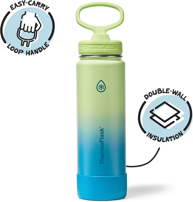 24oz Insulated Water Bottle Stainless Steel Spout Lid Leakproof Hot Cold3