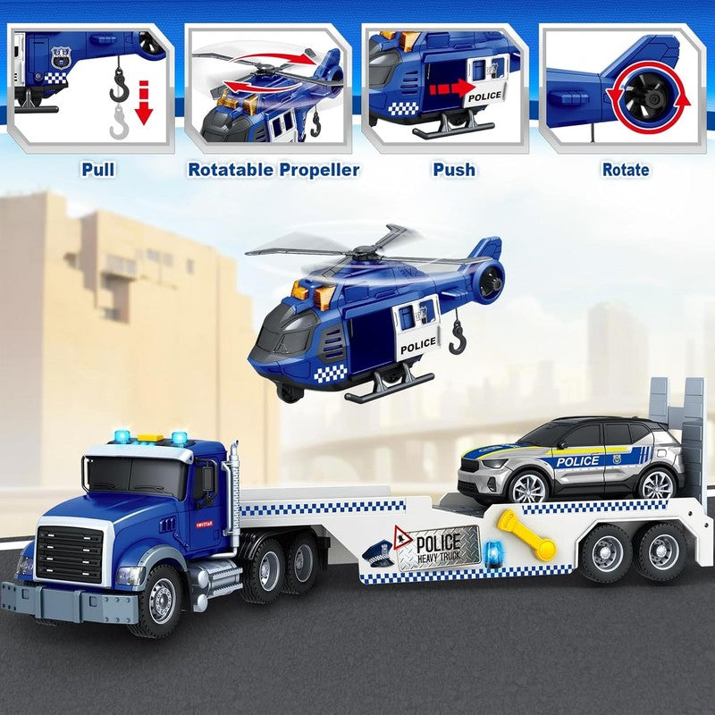 21" Semi Truck Toy, 3 4 5 6 Year Old Boys Toddlers Police Truck Toy with Racing2