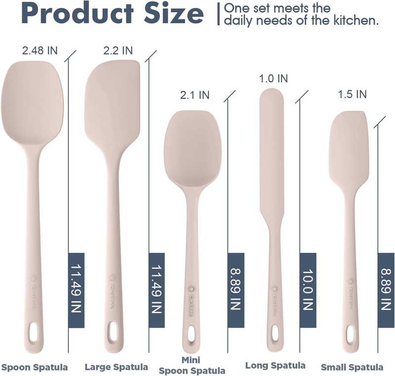 5 Piece Silicone Spatula Set Heat Resistant 600°F Nonstick Cookware1