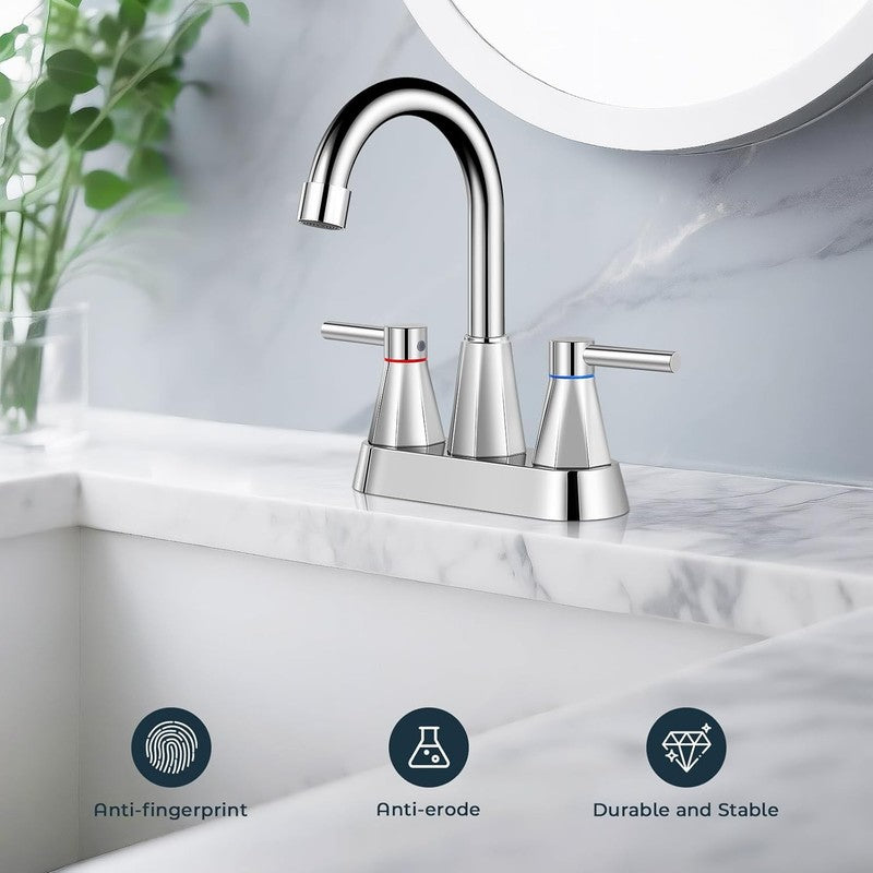 4 Inches Bathroom Faucet for 3 Hole,2-Handle Bathroom Sink Faucets with Pop up D1