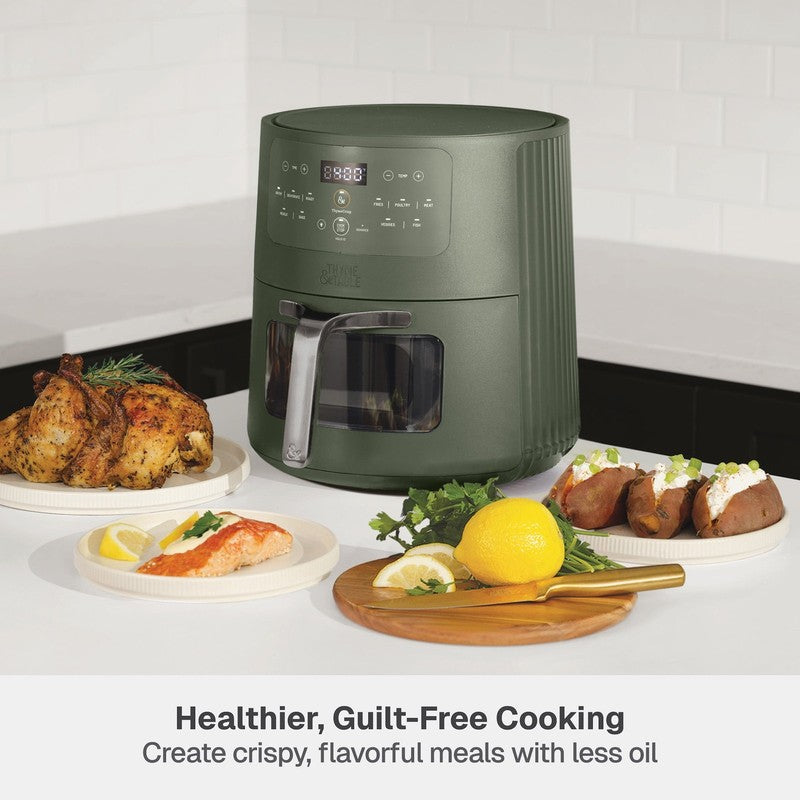 6QT Air Fryer with Thymecrisp Ceramic Nonstick Basket Dusty Moss3