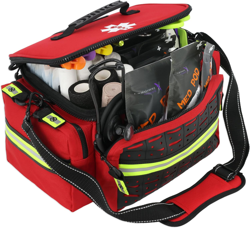 Lightning X EMT Bag LXMB25 Fully Stocked 240+ EMS Trauma Kit Red6
