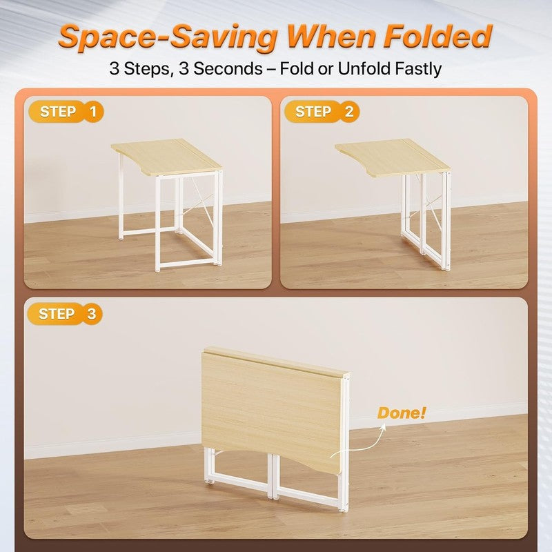 31.5" Folding Desk Oak   Small Space, Home Office, Easy Fold, Compact Design6