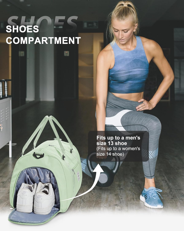 Gym Bag Womens Mens with Shoes Compartment and Wet Pocket Travel Duffel Bags for5