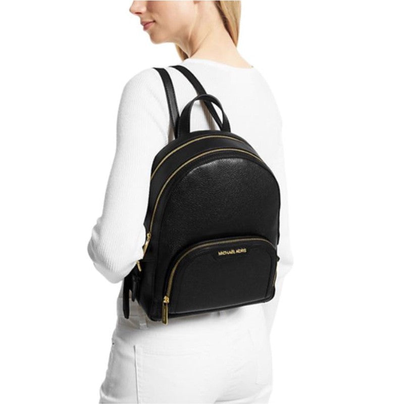 Womens Jaycee Pebbled Leather Medium Backpack Zip Pocket Black3