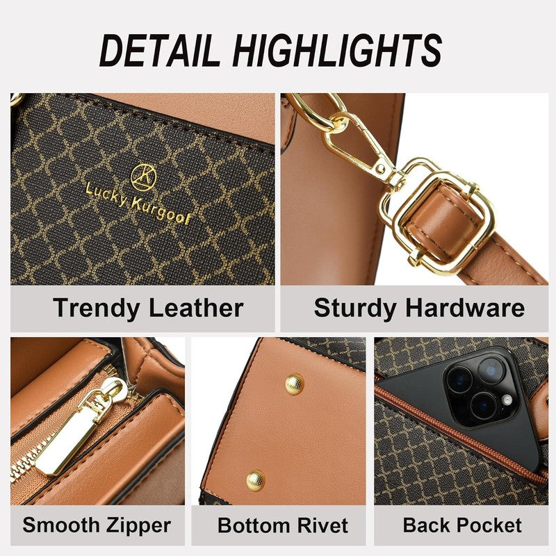 Women Handbags Purses Leather Dual-Tone Tote Shoulder Top Handle Satchel Bag5