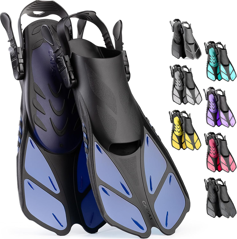 Travel Size Snorkel Fins Adjustable Open Heel Swim Fins for Diving Snorkeling0