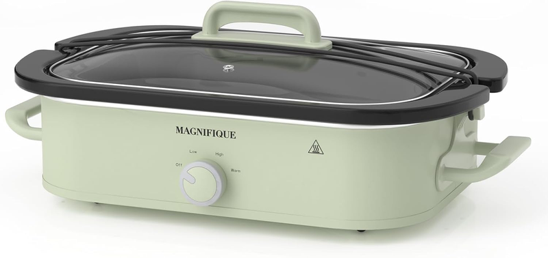 4QT Slow Cooker w/ Nonstick Dish Adjustable Temp Glass Lid Sage8