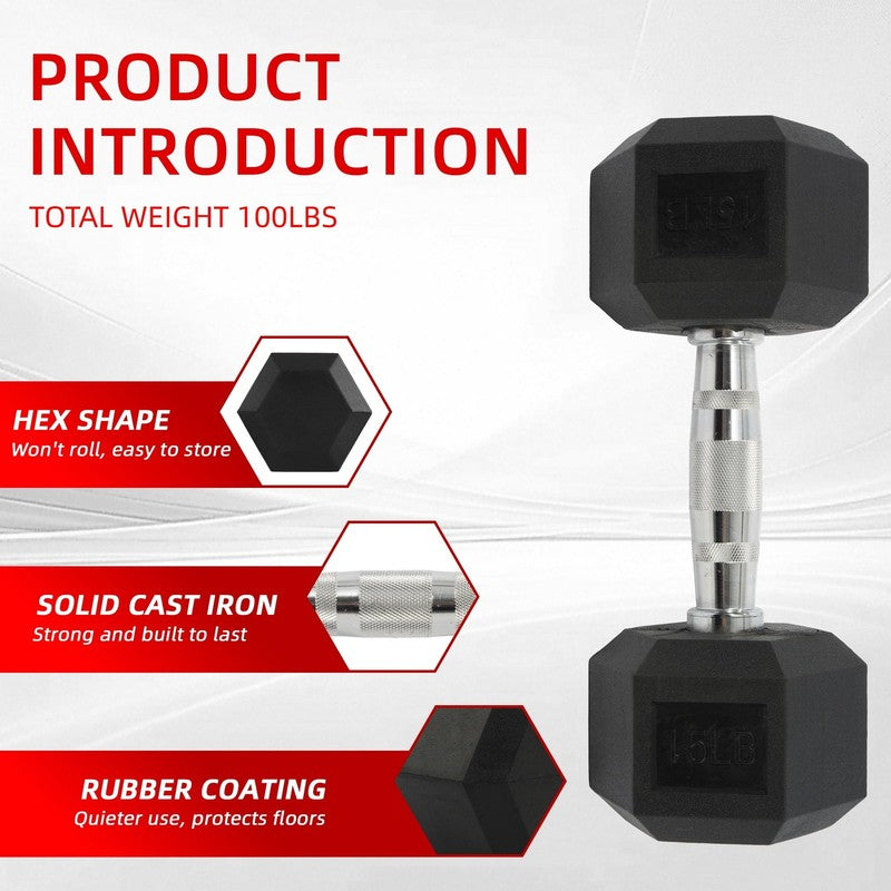 Dumbbell Set, Pairs of 5 Lb, 10 Lb, 15 Lb, and 20 Lb2