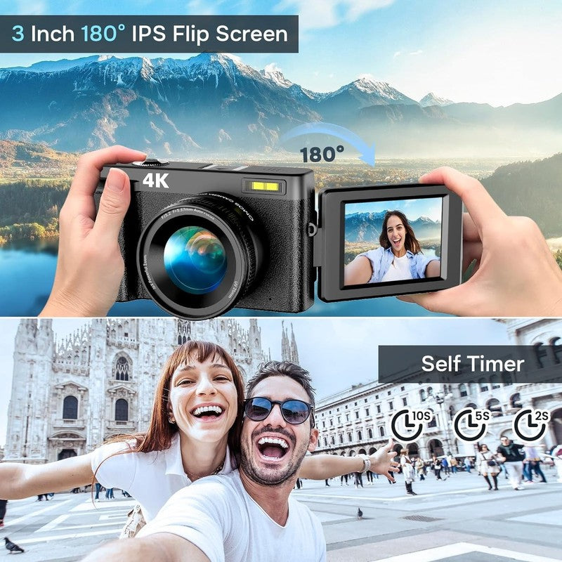 4K 48MP Digital Vlogging Camera Autofocus 16X Zoom +32GB SD Card8