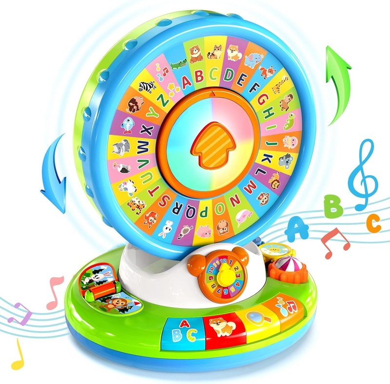 Learning Toy for Kids 1 2 3 Year Old Boys Girls, Spin and Sing Alphabet Zoo with7