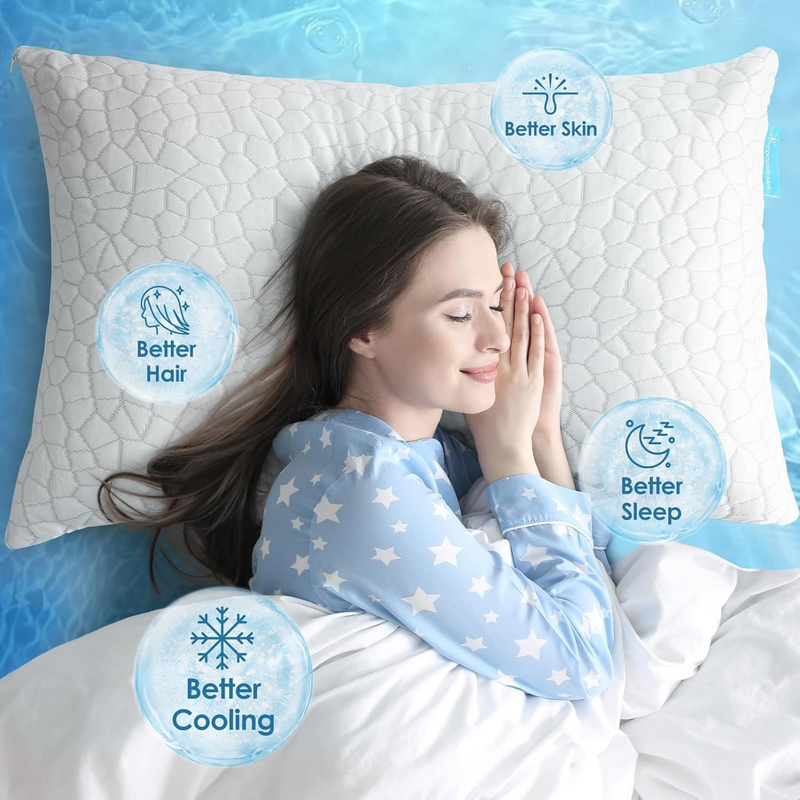 Cooling Queen Pillows Set of 2 Shredded Memory Foam Adjustable Gel4