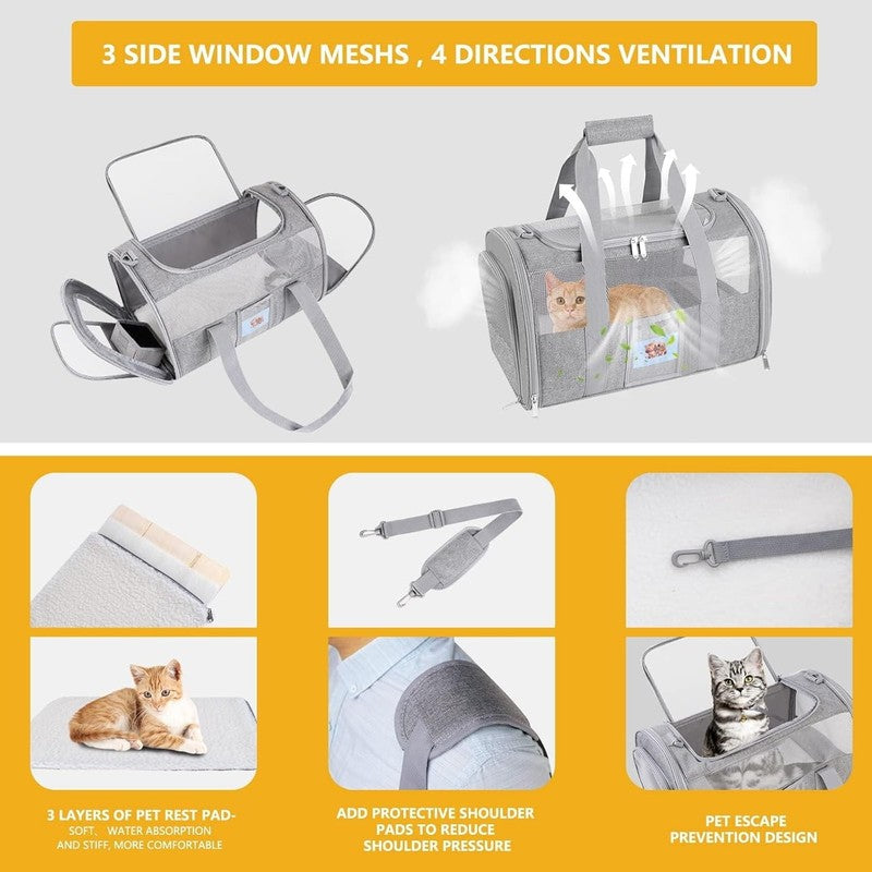 Cat and Small Dog Travel Bag, Tsa-Approved Soft-Sided Pet Tote for Pets under 156