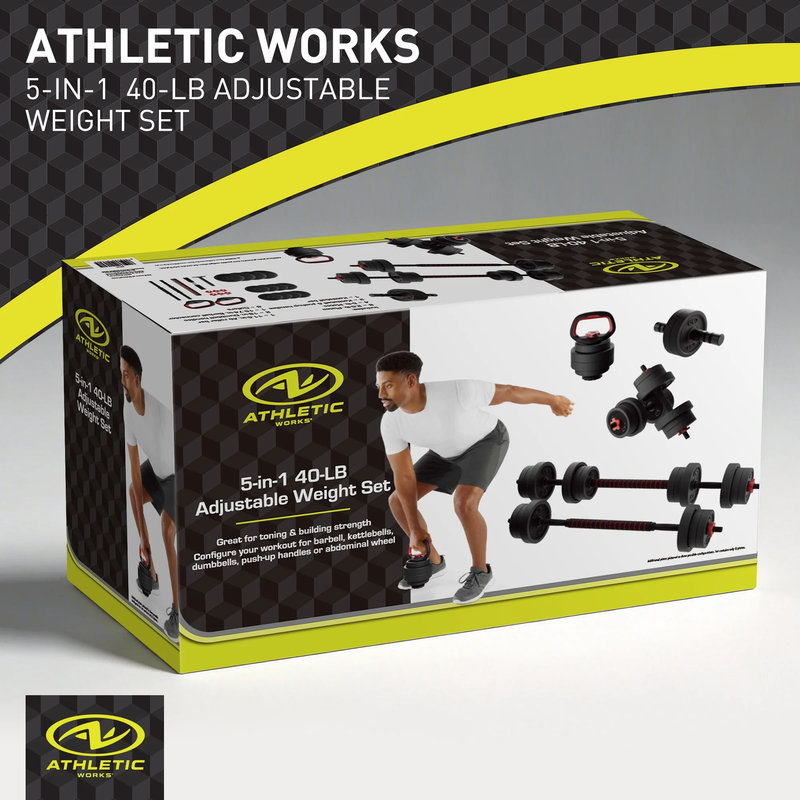 40lb 5 in 1 Adjustable Dumbbell Set Home Gym Fitness Black Pair1