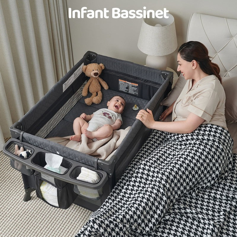 Unisex Nursery Center Playard with Bassinet & Changing Table for Newborn,Grey7