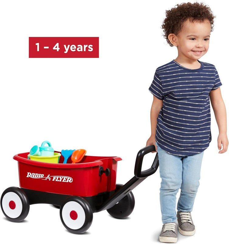 My 1st Wagon 2 in 1 Toddler Walker & Pull Wagon w/ Beach Garden Tools Red7