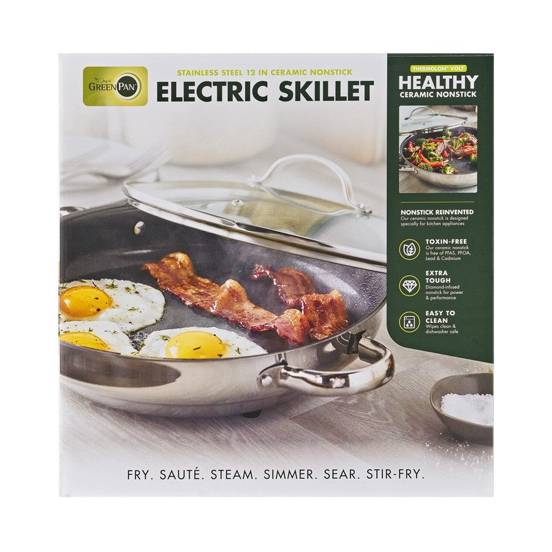 Stainless Steel 12” Ceramic Nonstick Electric Skillet6