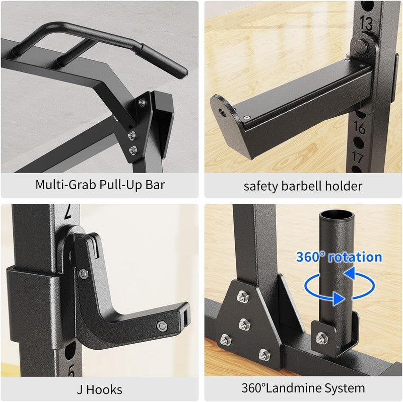 ower Rack Cage Multi-Function Squat Rack Cable Crossover Home Gym  Training3