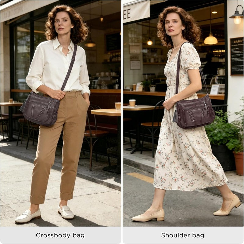 Women Crossbody Bag Tassel PU Leather Shoulder Handbag Purse Pocketbook1
