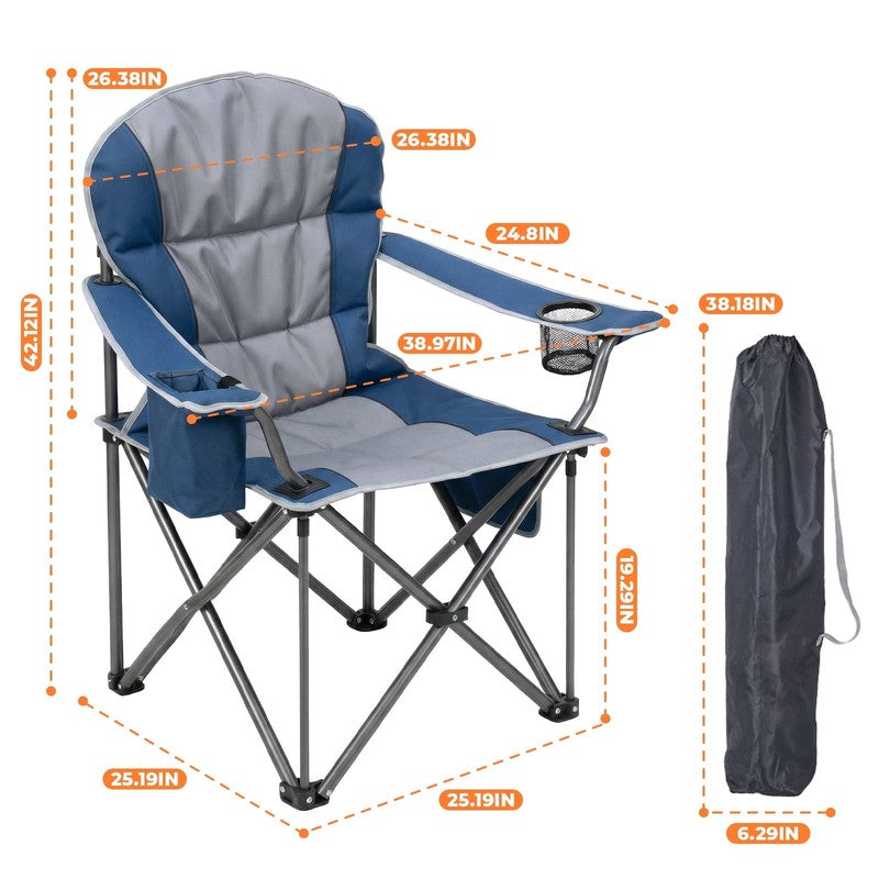 Oversized Camping Folding Chair 500Lbs Heavy Duty with Cooler Cup Holder1