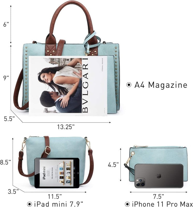 3Pc Women’s Handbag Set Tote Satchel Shoulder Top Handle Purse Wallet5
