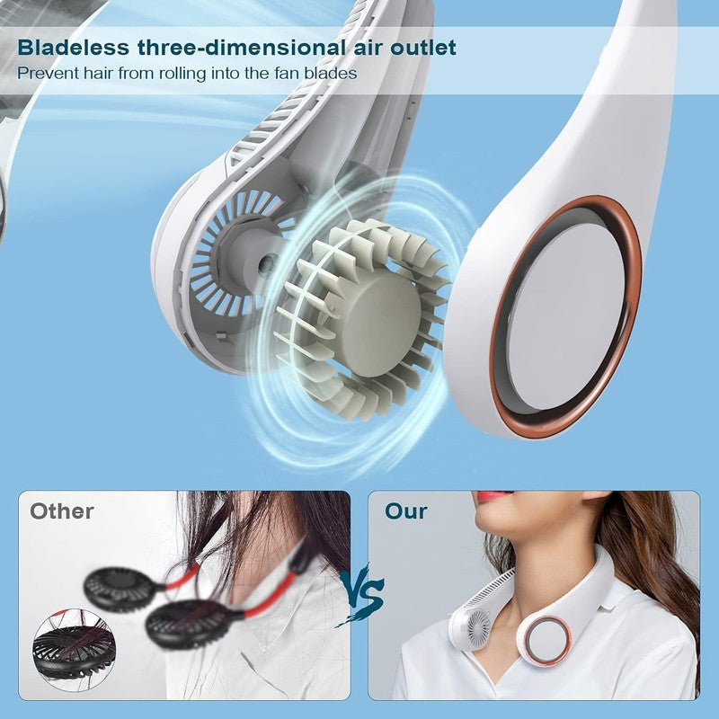 Portable Neck Fan - Rechargeable Bladeless Hands-Free Cooling for All (White)4