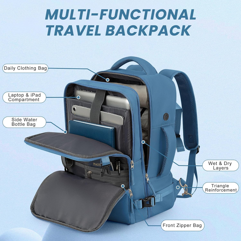 Travel Laptop Backpack Carry On Personal Item 16in Waterproof Daypack3