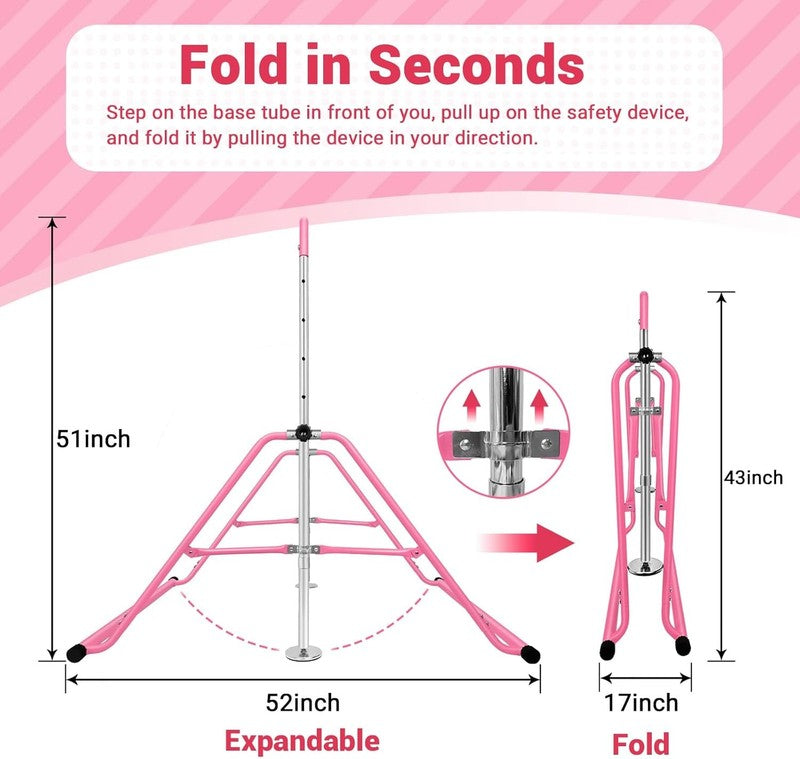 Kids Gymnastics Bar Adjustable Height Folding Horizontal Training Bar Home Use3
