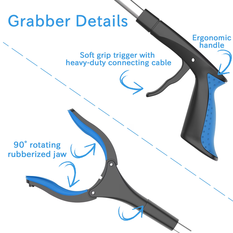 32in Reacher Grabber Tool Trash Claw Pickup Assist Handy Blue2