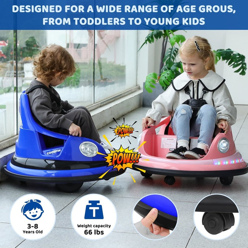 12V Blue Toddler Bumper Car Ride-On 360° Spin Remote Control with 5 LED Lights2