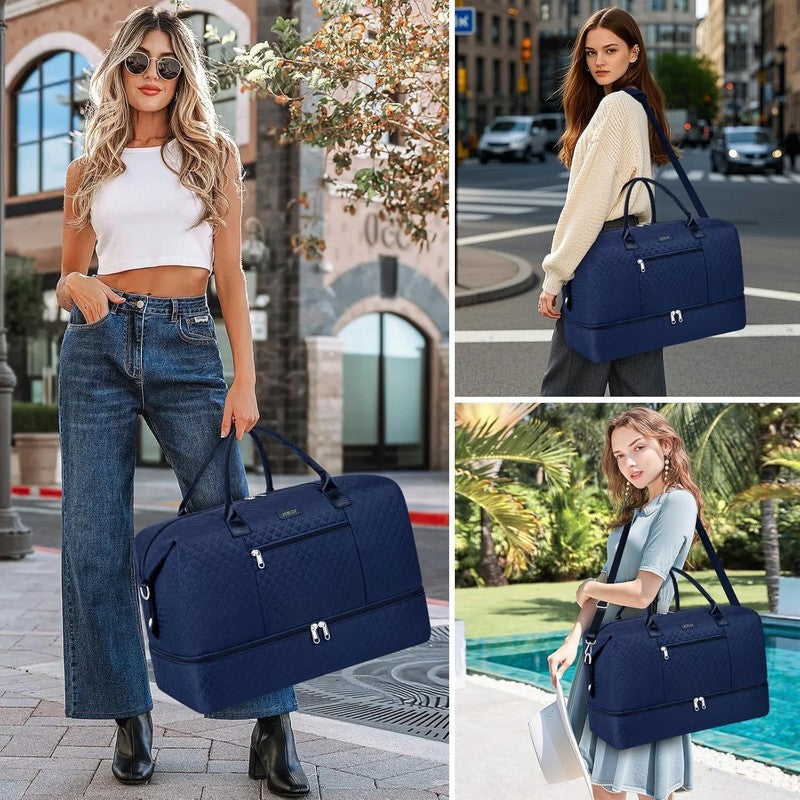 Women Weekender Travel Duffel Bag Carry On w/ Shoe Compartment Large Nylon Tote6