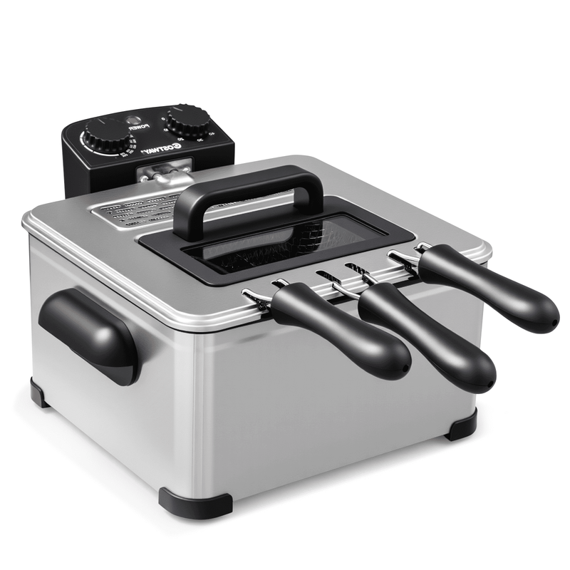 Electric Deep Fryer 5.3 Qt/21 Cup Stainless Steel 1700W with Triple Basket Silve10