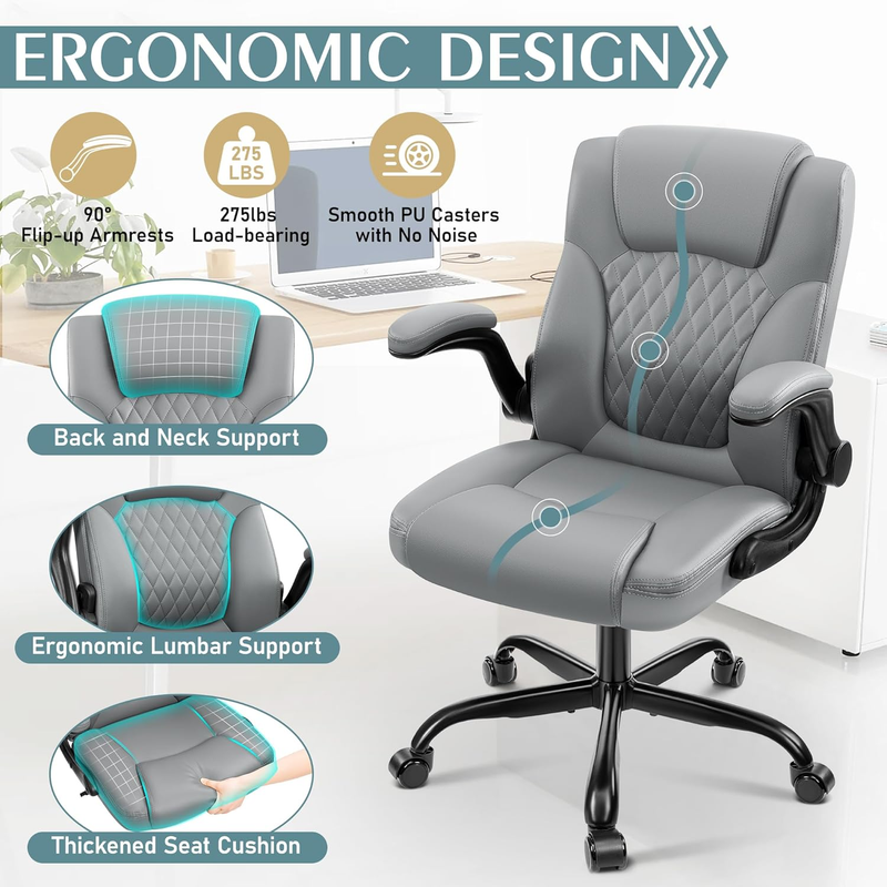 PU Leather Office Chair Ergonomic Swivel Desk Gaming Chair Wheels5