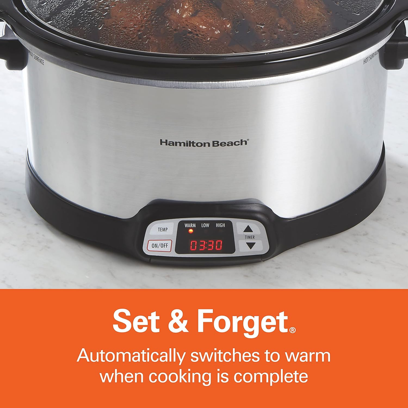 8 Quart Programmable Slow Cooker with Three Temperature Settings, Dishwasher Saf3