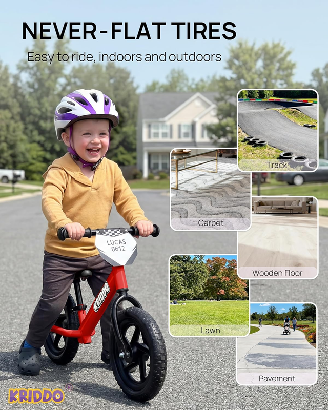 Toddler Balance Bike 12 Inch 18M-5Y Push Bike Custom Plate Red Kids5