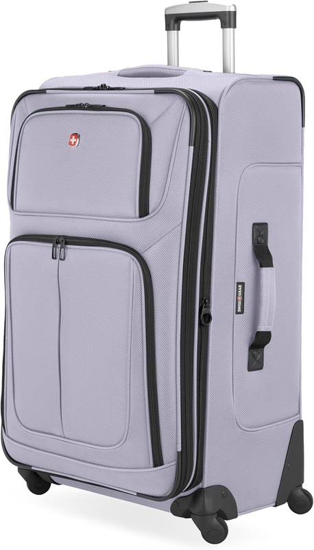 Sion 30 Inch Large Checked Spinner Luggage Softside Expandable Evening Haze10