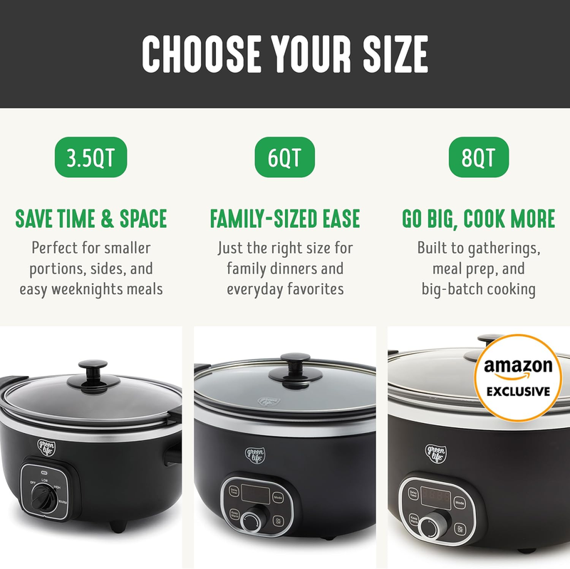 6QT Slow Cooker, Non-Toxic Pfas-Free Ceramic Nonstick Removable Interior Bowl, P9
