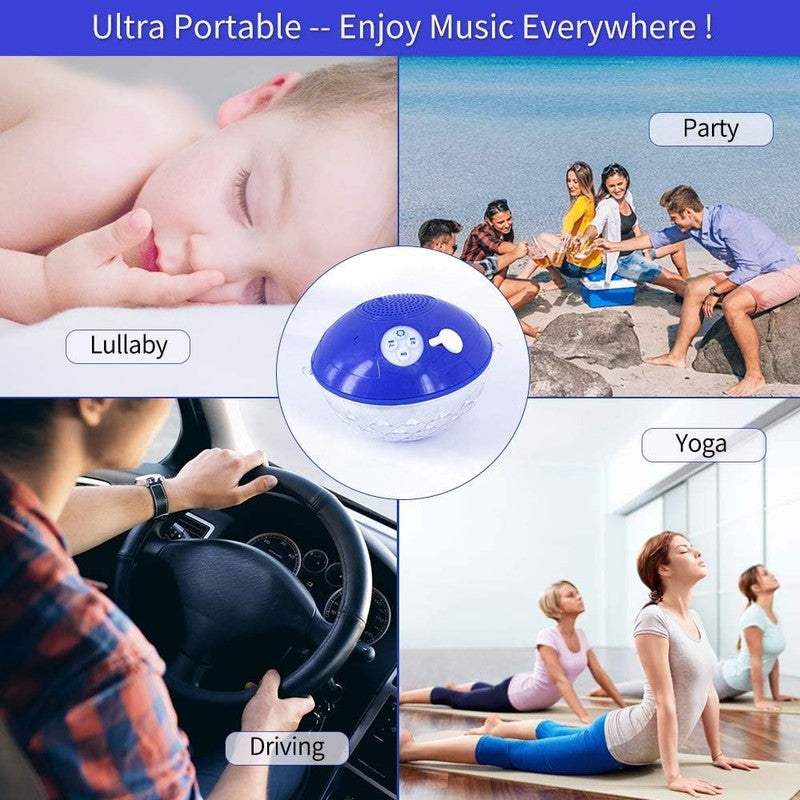 Bluetooth Pool Speaker with Colorful Light, Portable Floating Pool Speaker IP68 5