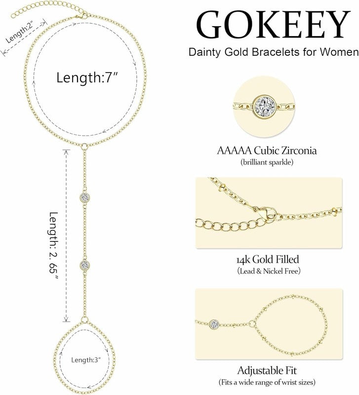14K Gold Plated Stackable Paperclip Cuban Link Chain Bracelets Set Adjustable1