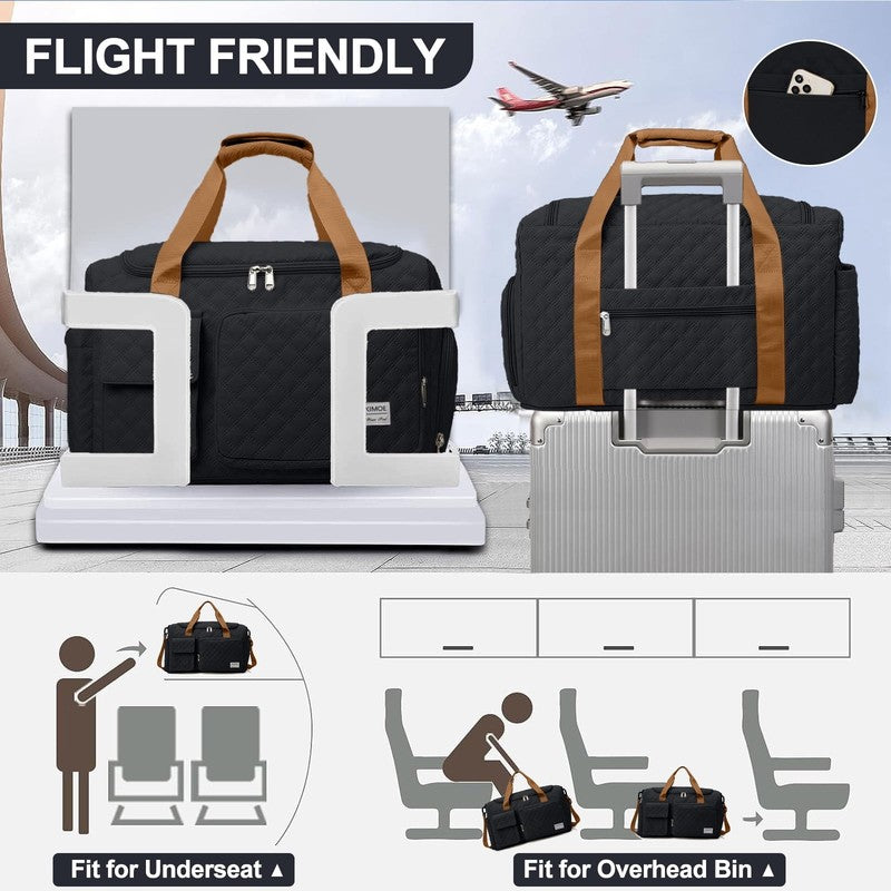Waterproof Weekender Gym Duffel Bag Shoe Compartment Black Brown5
