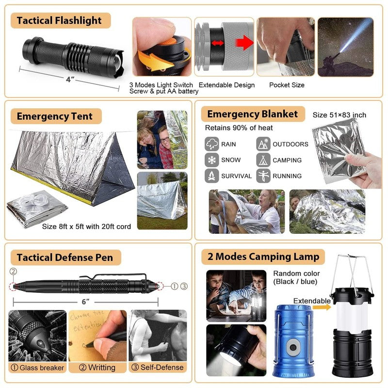 250PCS Survival Kit with Molle Bag – Emergency Gear Set for Camping & Outdoor3