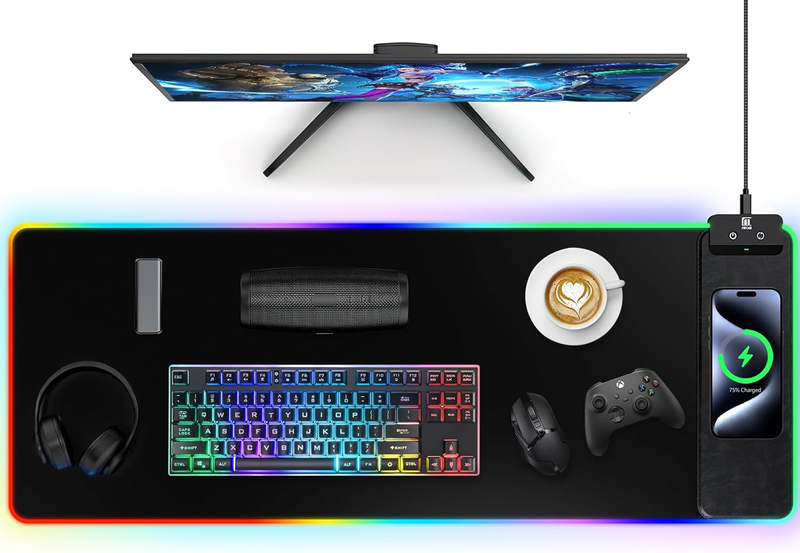 RGB Wireless Charging Mouse Pad - Large Non-Slip Gaming Desk Mat0
