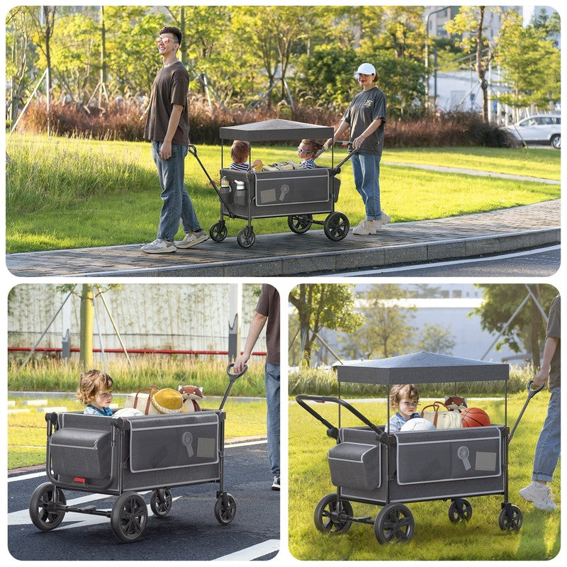 All-Terrain Stroller Wagon for Toddlers with Canopy, Parent Organizer, Adjustabl2
