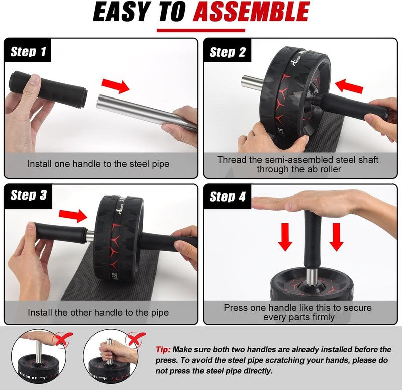 Ab Roller Wheel Core & Ab Workout Exercise Equipment w/ Knee Pad Gym Fitness4