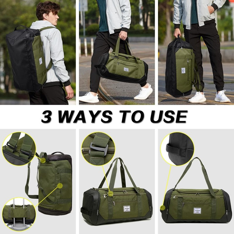 Travel Duffle Bag 40L Gym Weekender Backpack Wet Pocket Shoe Compartment Gree2