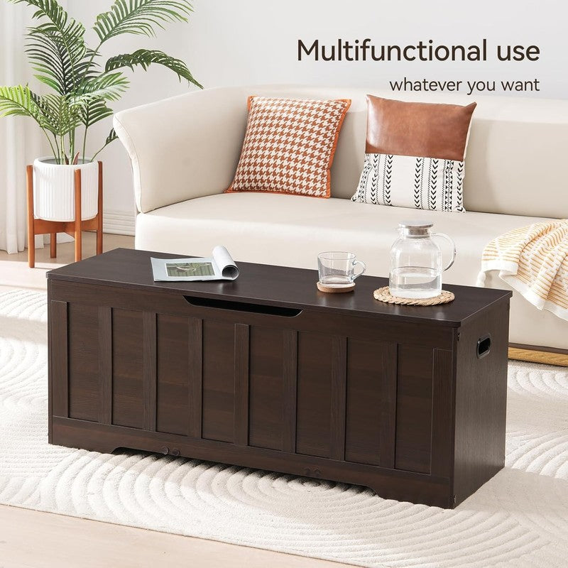 47.2'' Wooden Storage Chest Trunk Flip Top Bench Shoe Storage Espresso2
