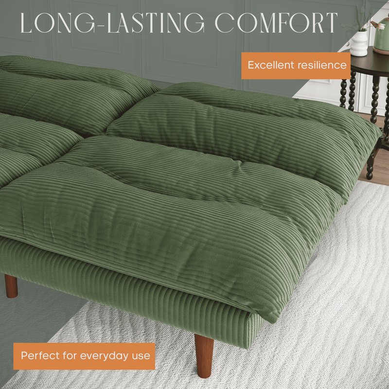 71" Corduroy Futon Convertible Sofa Bed, Loveseat Sleeper Sofa Couch for Living 6