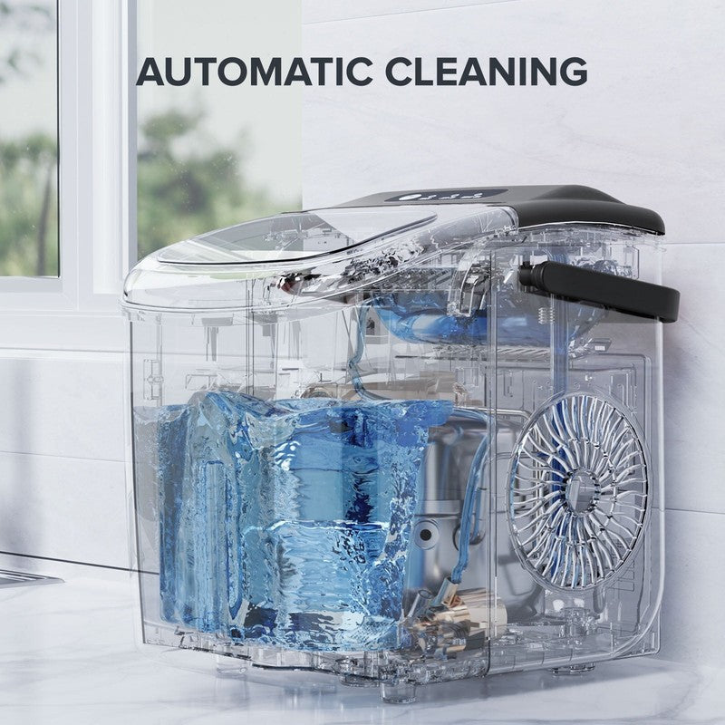 Countertop Ice Maker, 9 Bullet Ice Cubes in 6 Mins, 26Lbs/24H, W/ Scoop & Basket6