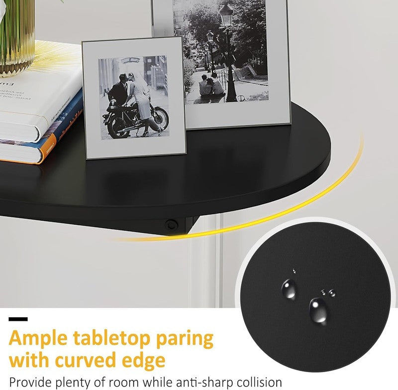 Small C Shaped Side End Table Wood TV Tray Couch Table Black5